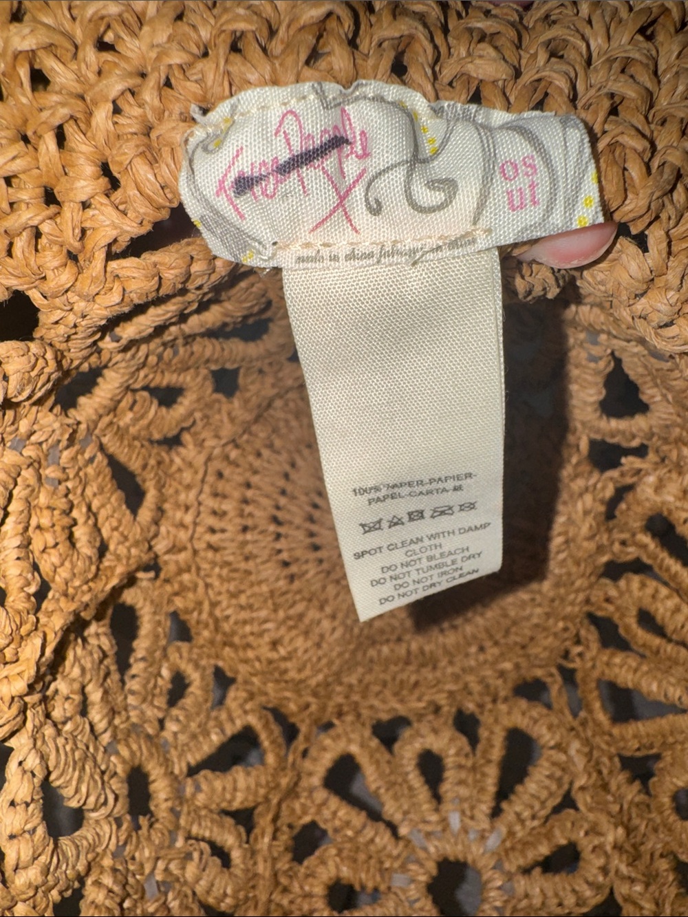 Free People Straw Crochet Sun Hat in Natural Tan like new - Picture 4 of 4